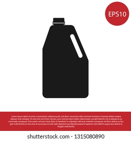 Black Household chemicals blank plastic bottle icon isolated on white background. Liquid detergent or soap, stain remover, laundry bleach. Vector Illustration