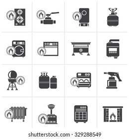 Black Household Gas Appliances icons - vector icon set