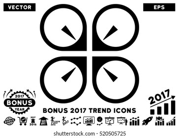 Black Hover Drone pictogram with bonus 2017 trend pictures. Vector illustration style is flat iconic symbols, white background.