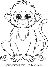 Black howler monkey art ideal for animal coloring and learning