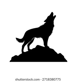 um lobo uivador preto na ilustração