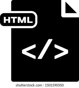 Black HTML file document. Download html button icon isolated on white background. HTML file symbol. Markup language symbol.  Vector Illustration