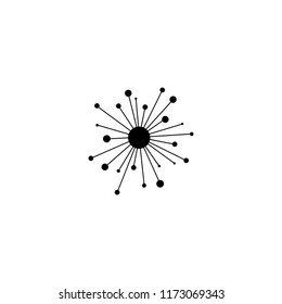 black hub network connection line icon isolated on white. Tech or technology logo. Server or central database button. System links symbol. Molecule shape. 