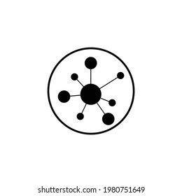 black hub network connection line vector icon