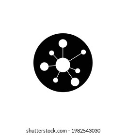 black hub network connection line vector icon