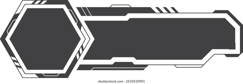 Elemento de hud negro. Caja de información para el juego futurista aislado en el fondo blanco
