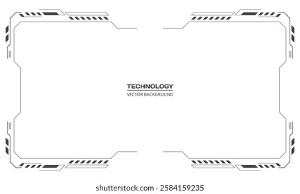 Black HUD frames user interface vector elements design on white background. Modern futuristic control panel. Technology digital screen window. Tech vector illustration