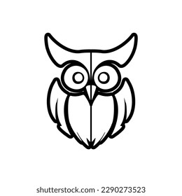 El color negro domina el logotipo vectorial de la lechuza, que está hábilmente aislado en un fondo de blanco.