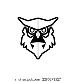 Black hue dominates the owl's vector logo, which is skillfully isolated on a backdrop of just white.