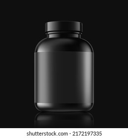 Black huge bottle mockup. Vector illustration isolated on white background. Perfect for medical, cosmetic, pharmacy products. EPS10.	