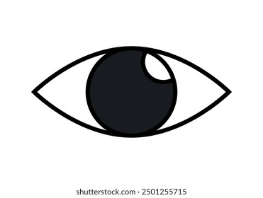 Black human eye icon on white background