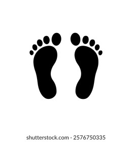 Black Human foot print silhouette vector illustration on white background.