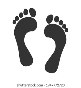 Black human footprint isolated on white background. Vector illustration