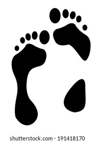 Black human Footprint on white