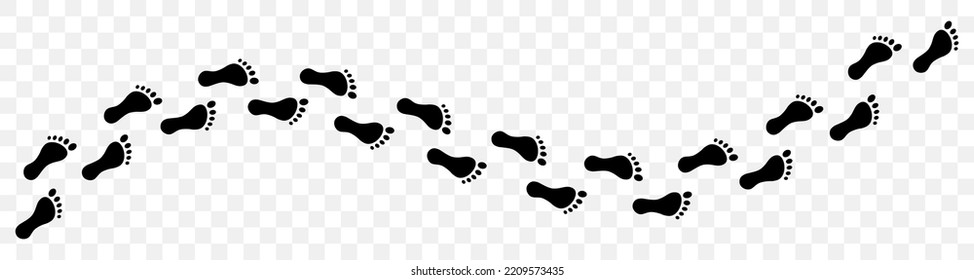 Black human footprint, tracking solo on isolated background