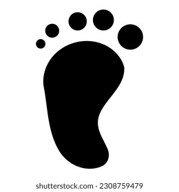 Black human footprint. Vector illustration isolated on white background.