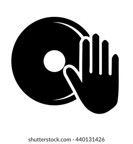 black human hand and black dj disco front view over isolated background,vector illustration