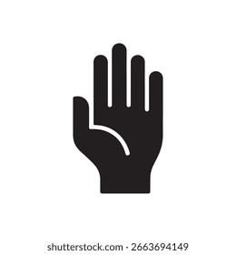 Mano humana negra que muestra los cinco dedos sobre un fondo blanco. Gráfico de mano aislado. Perfecto para su uso en diseños que requieren una señal de mano.