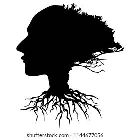 black human head tree vector