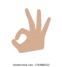 Schwarz-links-Hand, die OK-Zeichen auf weißem Hintergrund, flache Symbol-Illustration