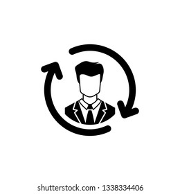 Black Human resources icon isolated on white background. Concept of human resources management, professional staff research, head hunter job. Vector Illustration