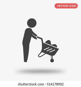 Black human and sand buggy vector icon on white background, architecture