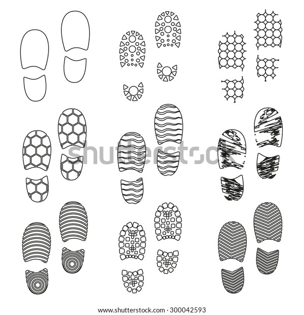 Black Human Shoes Footprint Various Sole Stock Vector (Royalty Free ...