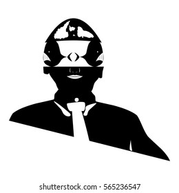 Black human silhouette with whales supporting earth as metaphor of lack of intellect and education vector illustration