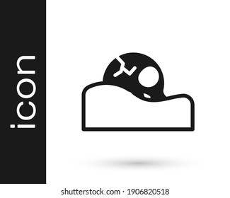 Black Human skull in the ground icon isolated on white background.  Vector