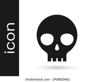 Black Human skull icon isolated on white background.  Vector