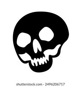 Black human skull silhouette vector illustration isolated on white background, cranium clip art, brainpan clipart image