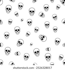 Black Human Skulls Seamless Pattern,  Seamless skull wallpaper background, Big And Little Skulls Seamless Pattern, Seamless Day of the Dead Background Pattern