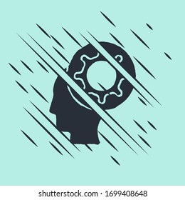 Black Human and virus icon isolated on green background. Corona virus 2019-nCoV. Bacteria and germs, cell cancer, microbe, fungi. Glitch style. Vector Illustration
