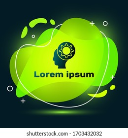 Black Human and virus icon isolated on black background. Corona virus 2019-nCoV. Bacteria and germs, cell cancer, microbe, fungi. Abstract banner with liquid shapes. Vector Illustration