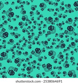 Icono de robot humanoide negro aislado sin patrón sobre fondo verde. Inteligencia artificial, aprendizaje automático, computación en la nube.  Vector
