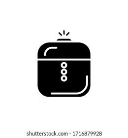 Black humidifier air diffuser icon isolated on white background. Purifier microclimate ultrasonic home flat vector illustration. Healthy humidity. 