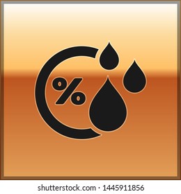Black Humidity icon isolated on gold background. Weather and meteorology, thermometer symbol. Vector Illustration