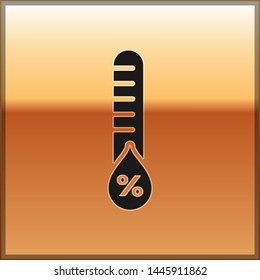 Black Humidity icon isolated on gold background. Weather and meteorology, thermometer symbol. Vector Illustration