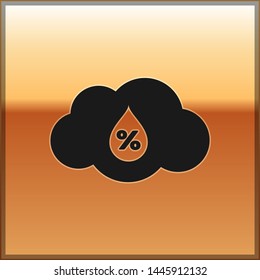Black Humidity icon isolated on gold background. Weather and meteorology, cloud, thermometer symbol. Vector Illustration