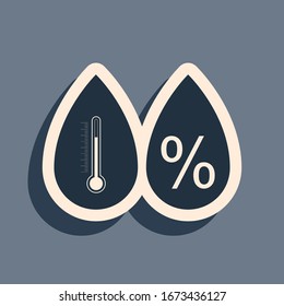 Black Humidity icon isolated on grey background. Weather and meteorology, thermometer symbol. Long shadow style. Vector Illustration