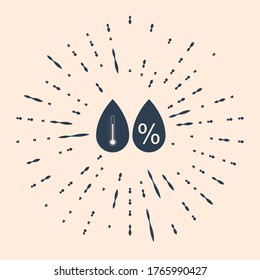 Black Humidity icon isolated on beige background. Weather and meteorology, thermometer symbol. Abstract circle random dots. Vector Illustration