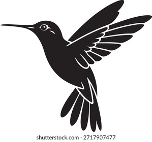 Beija-flor preto voando com asas de propagação