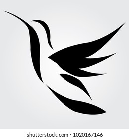 black hummingbird icon - vector illustrator