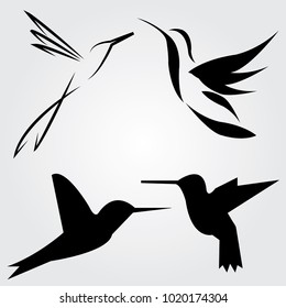 black hummingbirds icons - vector illustrator