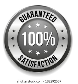 Black hundred percent satisfaction button