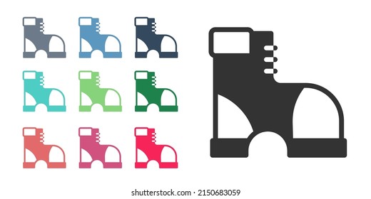 Black Hunter boots icon isolated on white background. Set icons colorful. Vector