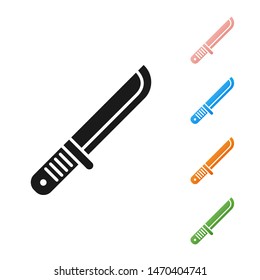 Black Hunter knife icon isolated on white background. Army knife. Set icons colorful. Vector Illustration