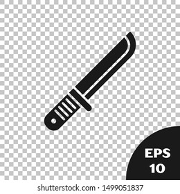 Black Hunter knife icon isolated on transparent background. Army knife.  Vector Illustration