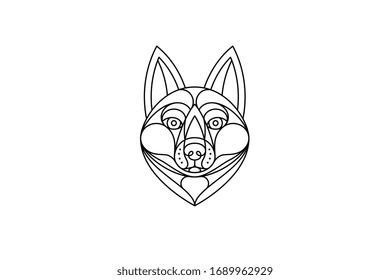 Black Huski dog Vector illustration in portrait mode