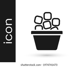 Black Ice bucket filled with ice cubes icon isolated on white background.  Vector